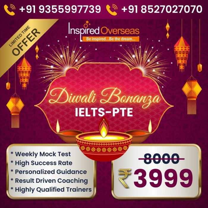 Diwali Bonanza Offer on IELTS & PTE Classes